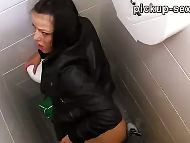 Amateur Kristyna fucked in public toilet