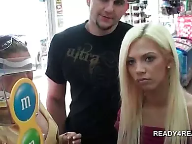 Blonde tramp takes cash to have beer drank of her ass