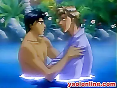 Two horny hentai gays in hot pool