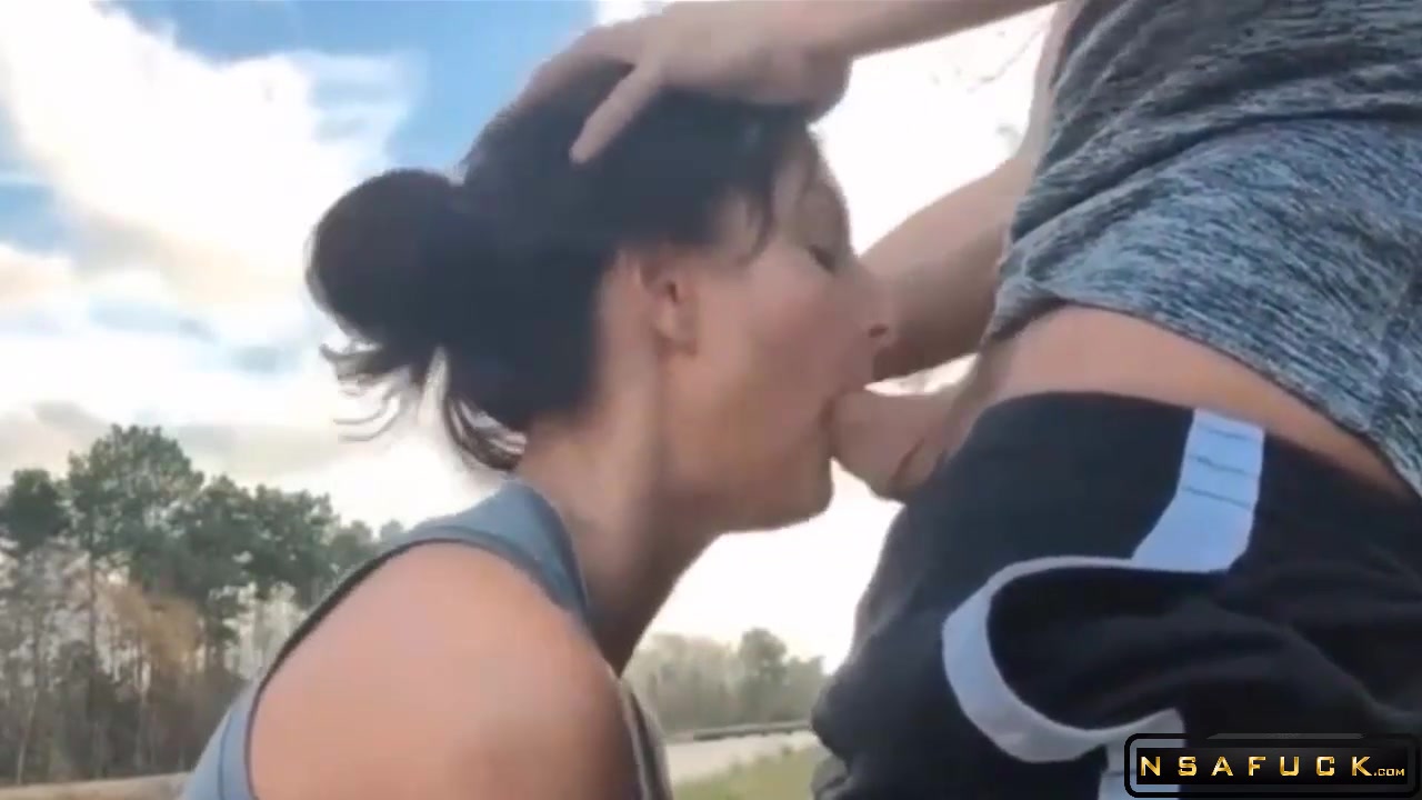 French slut eating cum on the side of the road