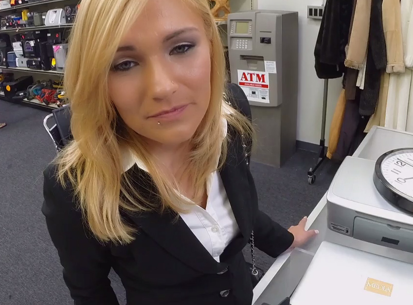 Hot blonde milf Holly fucked in pawn shop