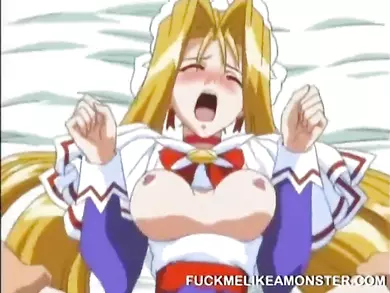 Busty blonde anime teen getting pussy ravaged