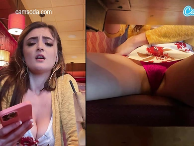 Camsoda-Kinky teen wears vibrator in panties in public