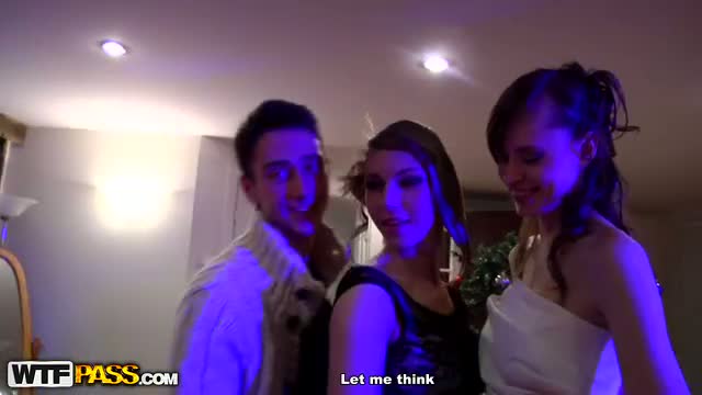 Drunk students threesome celebrates New Year fucking hardcore