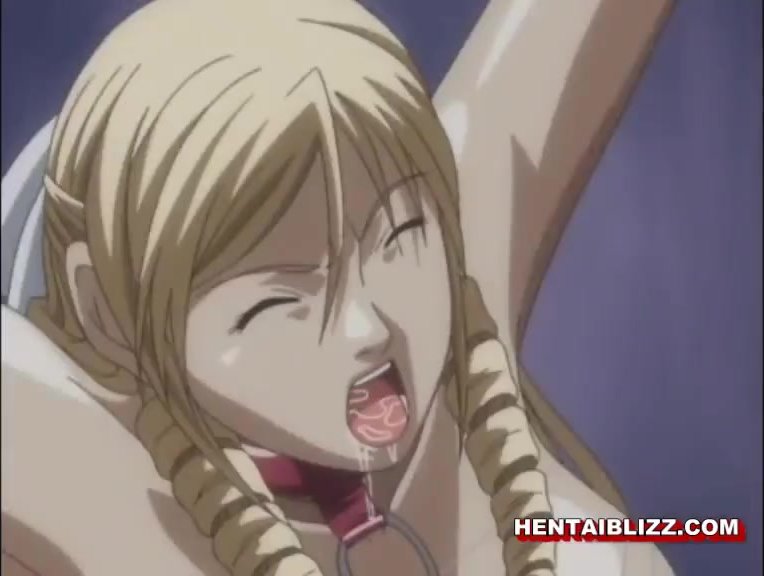 Chained hentai bigtits with muzzle brutally gangbanged and facial cumshot