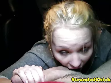 Stranded eurobabe pounded on backseat